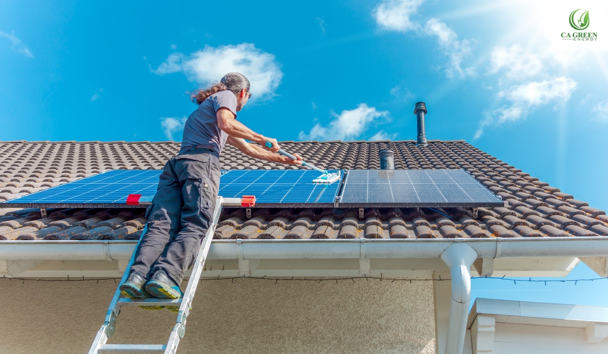 Step-by-step solar panel cleaning process