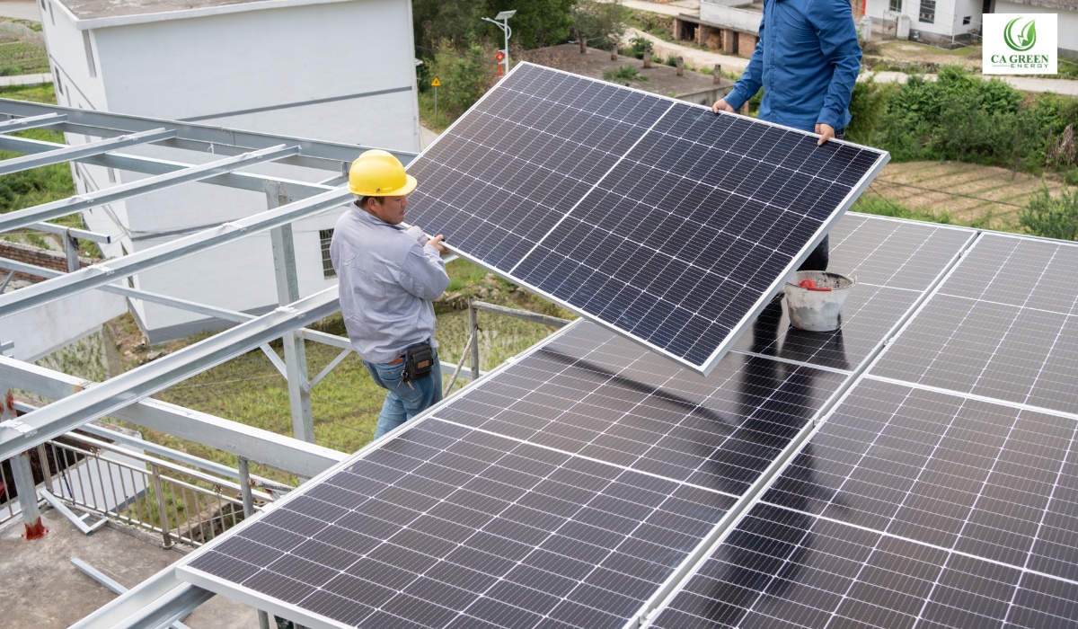 Solar panels reducing carbon footprint
